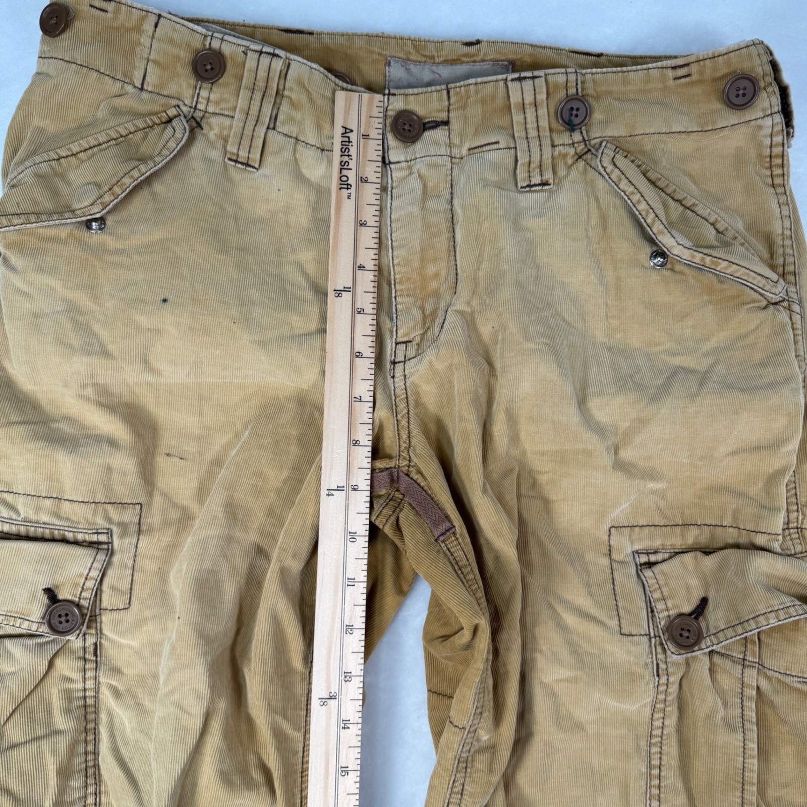 Vtg Y2K Abercrombie & Fitch Corduroy Cargo Paratrooper Pants Womens M Tan