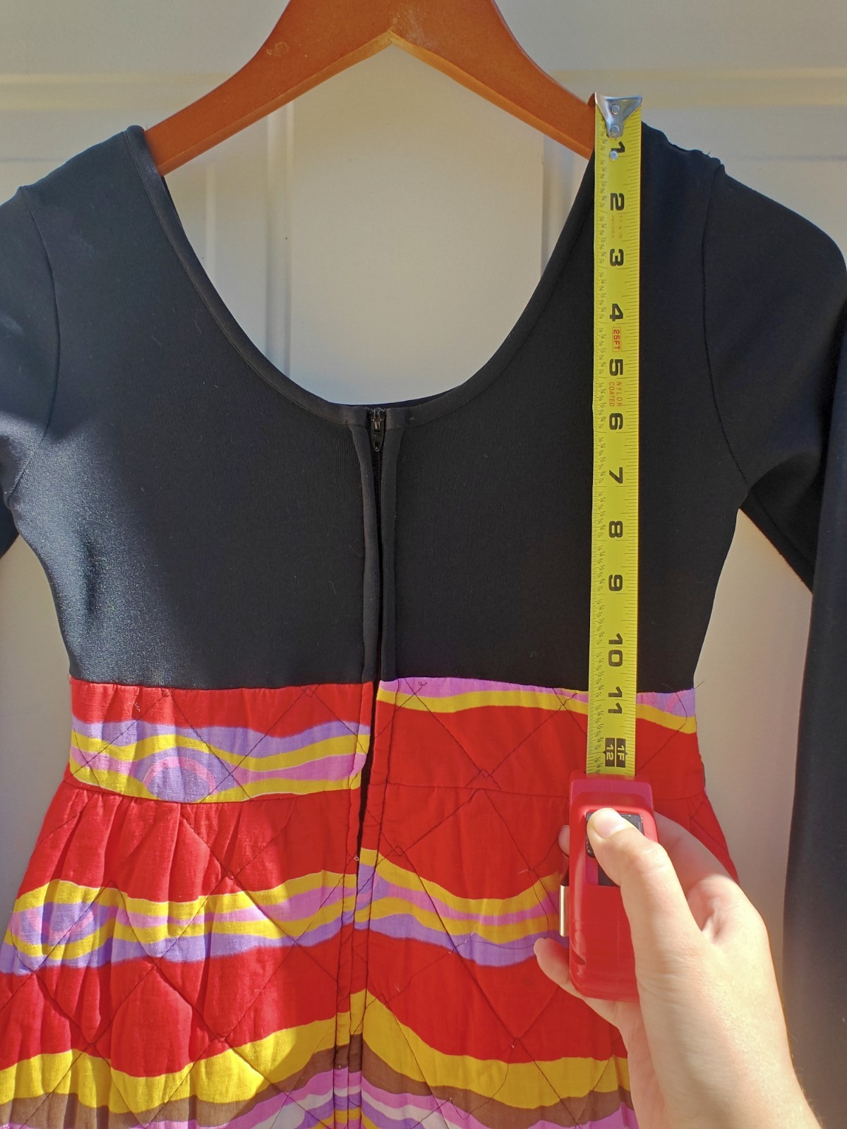 Rare Vintage 1970s Dutchess Jr. Loungewear Quilted Psychedelic Maxi Dress Usa