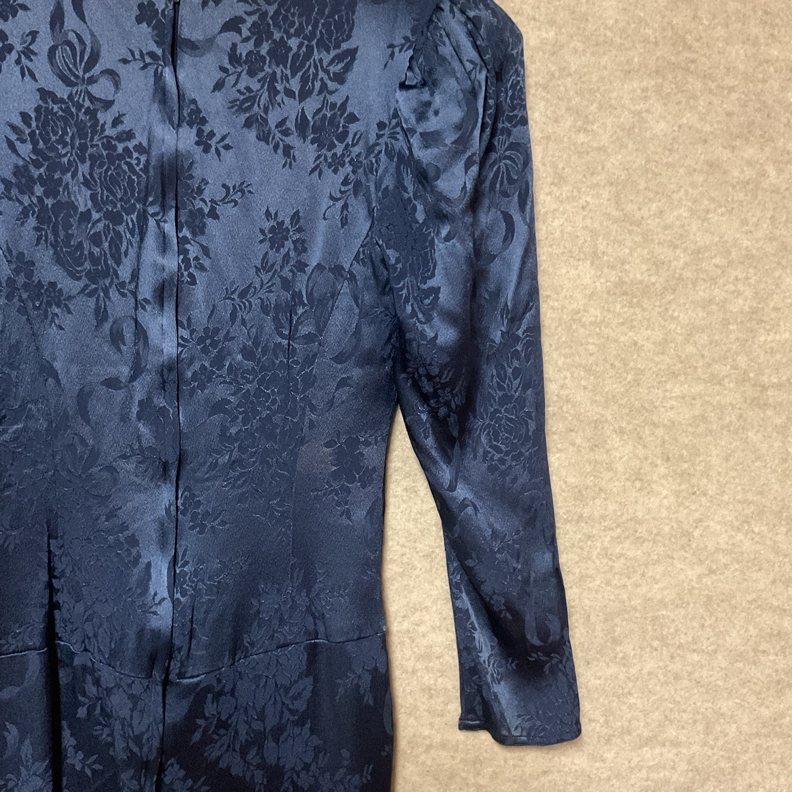 VTG Jessica McClintock Victorian Dress 70s Sapphire Damask Lace Tea Prom READ