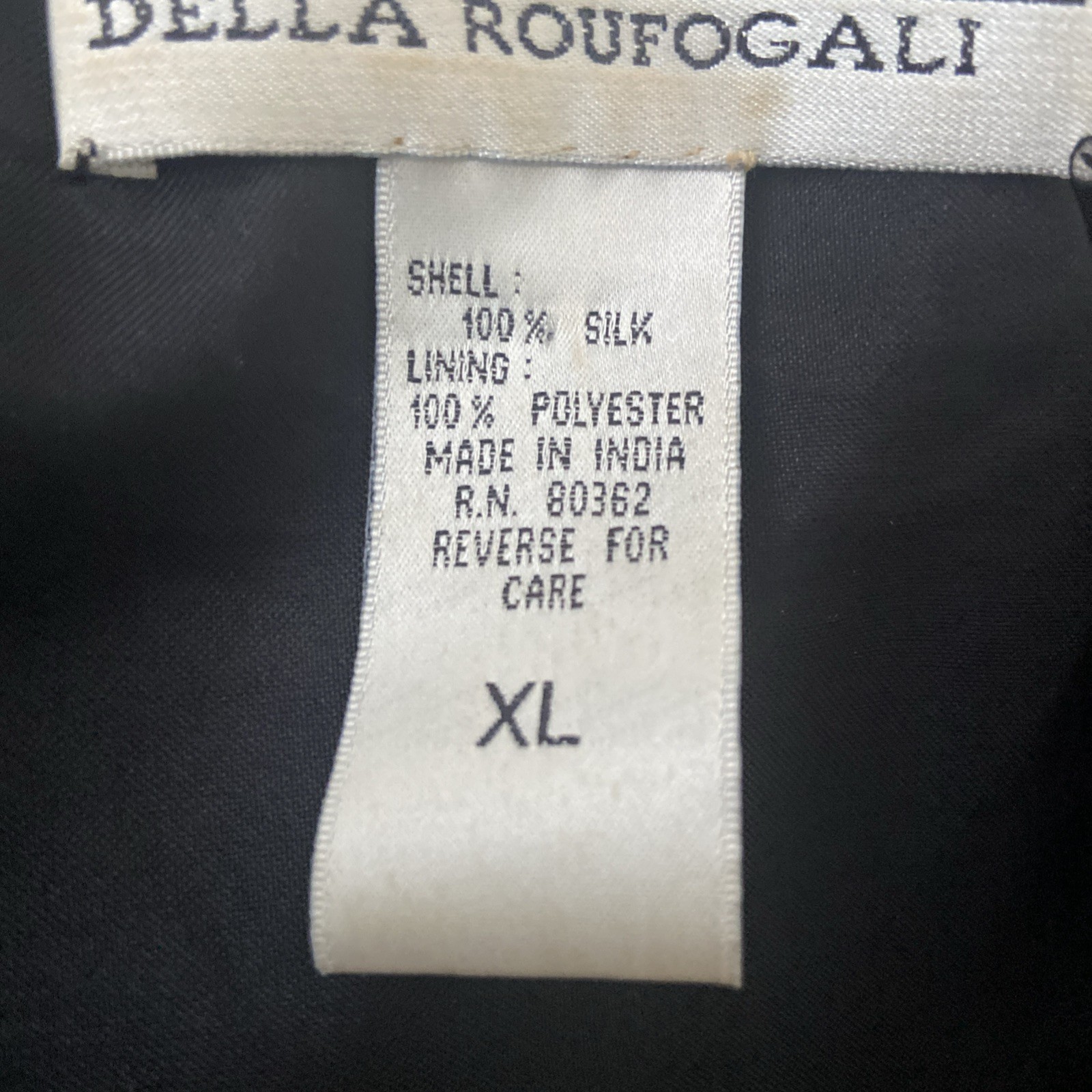 Jacket Vintage 80s NITELINE By Della Roufogali Black Beaded Sequin 100% Silk XL