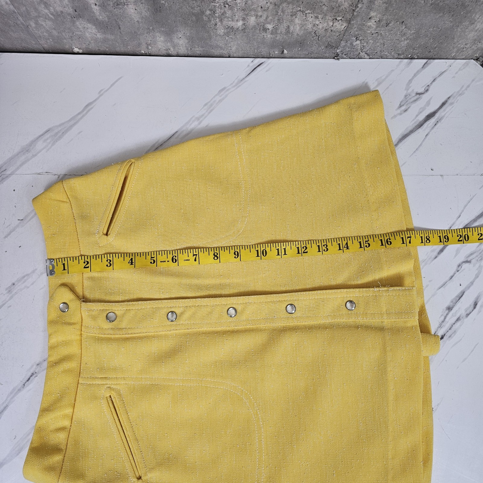 Vintage 60s McGregor Competitors Womens Yellow Dbl Knit Poly Aline Mini Skirt