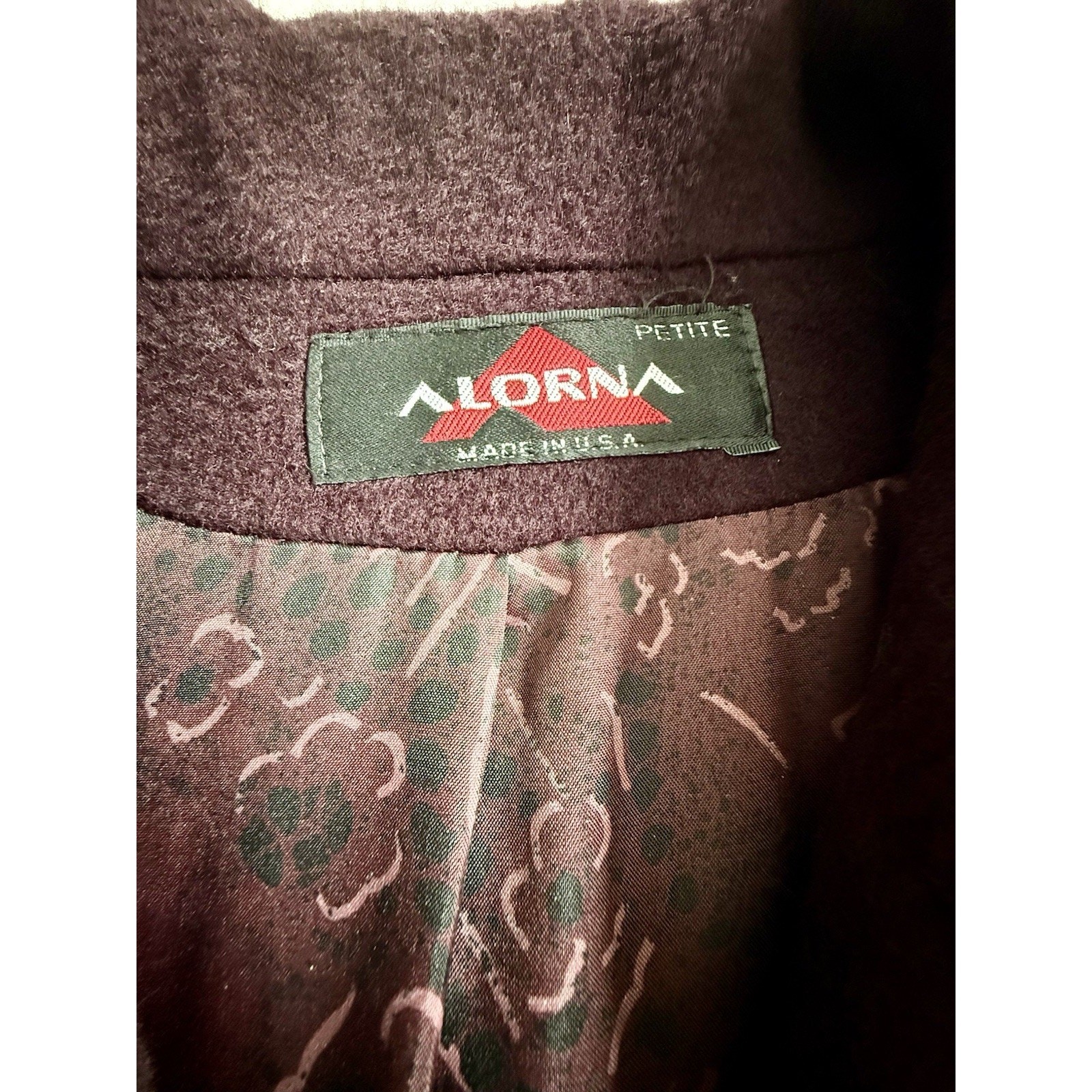 Vintage Super Fina Alorna By Forstmann Petite XLP Long Coat Plum Made In USA