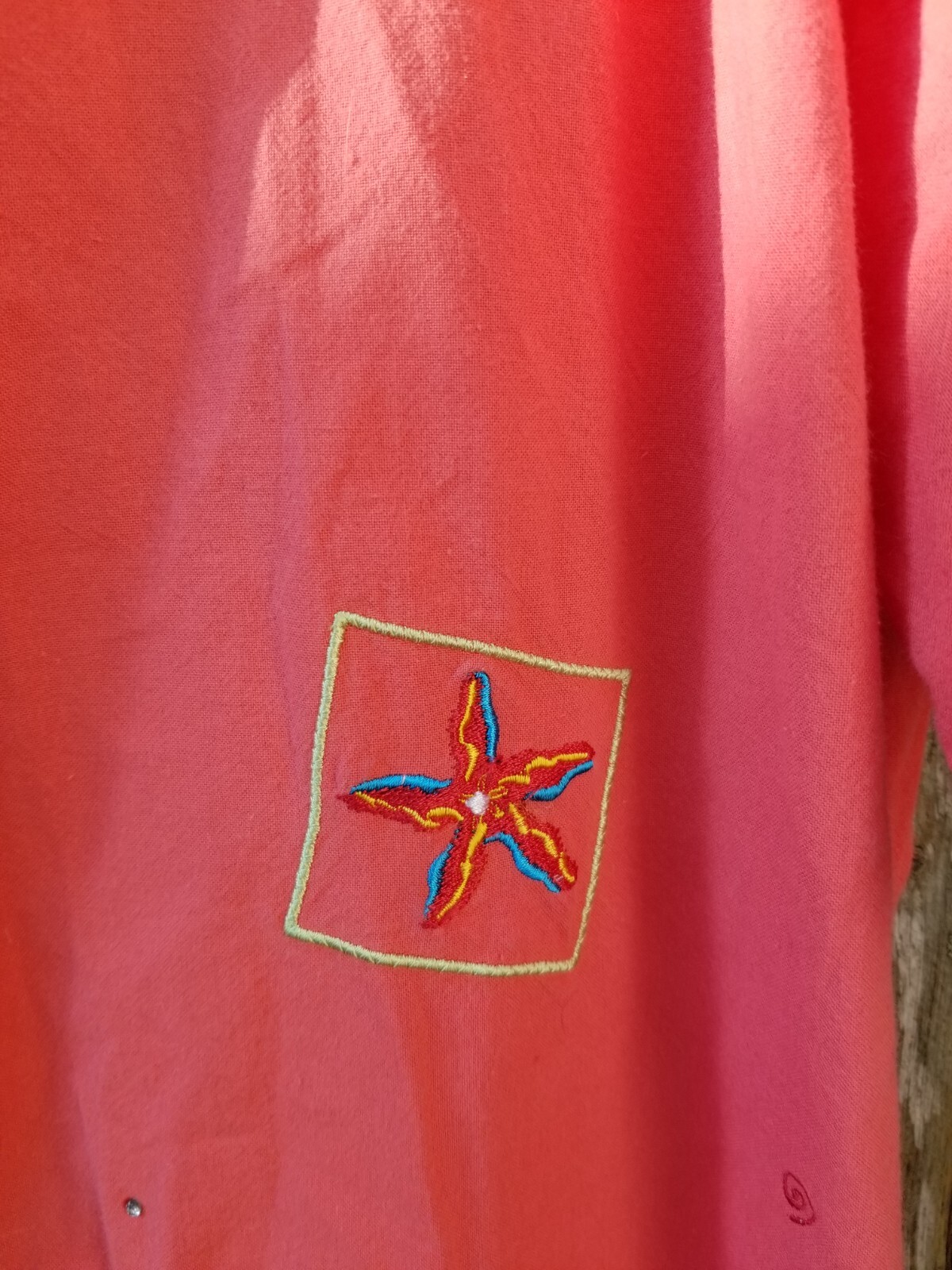FUN PEACH 80s VINTAGE Sz 16/18 XL Nautical Embroidery SS Cotton Blouse Top SMALL