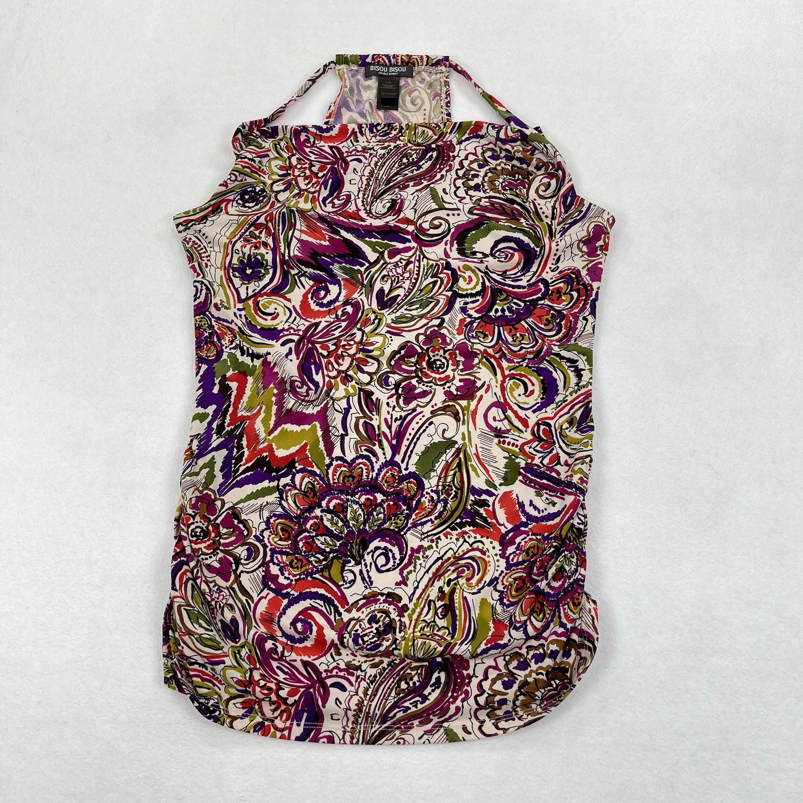 Bisou Bisou Women’s Large Paisley Mini Halter Dress Clubbing Y2K Vintage
