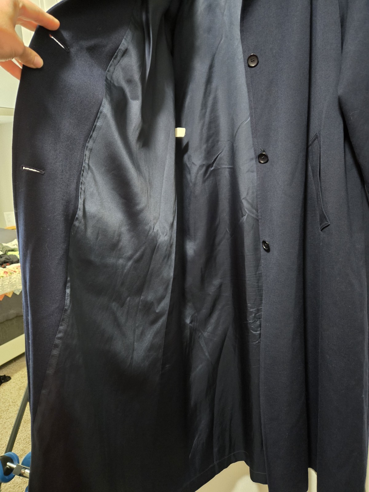 Vintage Tempo Europa London Fog 100% Wool Trench Coat Women’s 12 Regular Blue