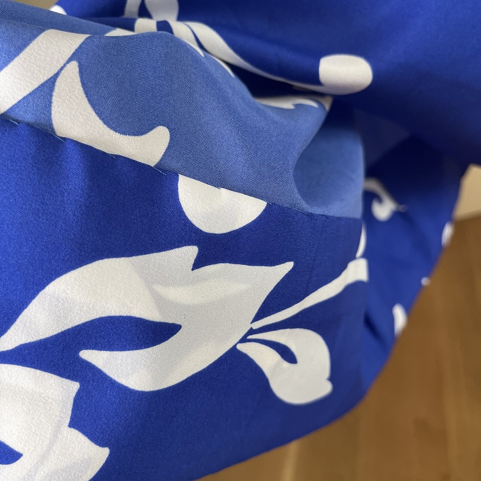 Vintage 60s Andrade Womens Hawaiian Midi Dress Classic Florals Blue White