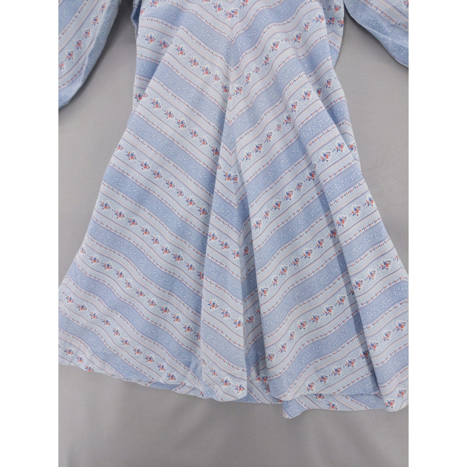 Vintage 70s Prairie Dress Womens Small Blue Floral Puff Sleeve Mini