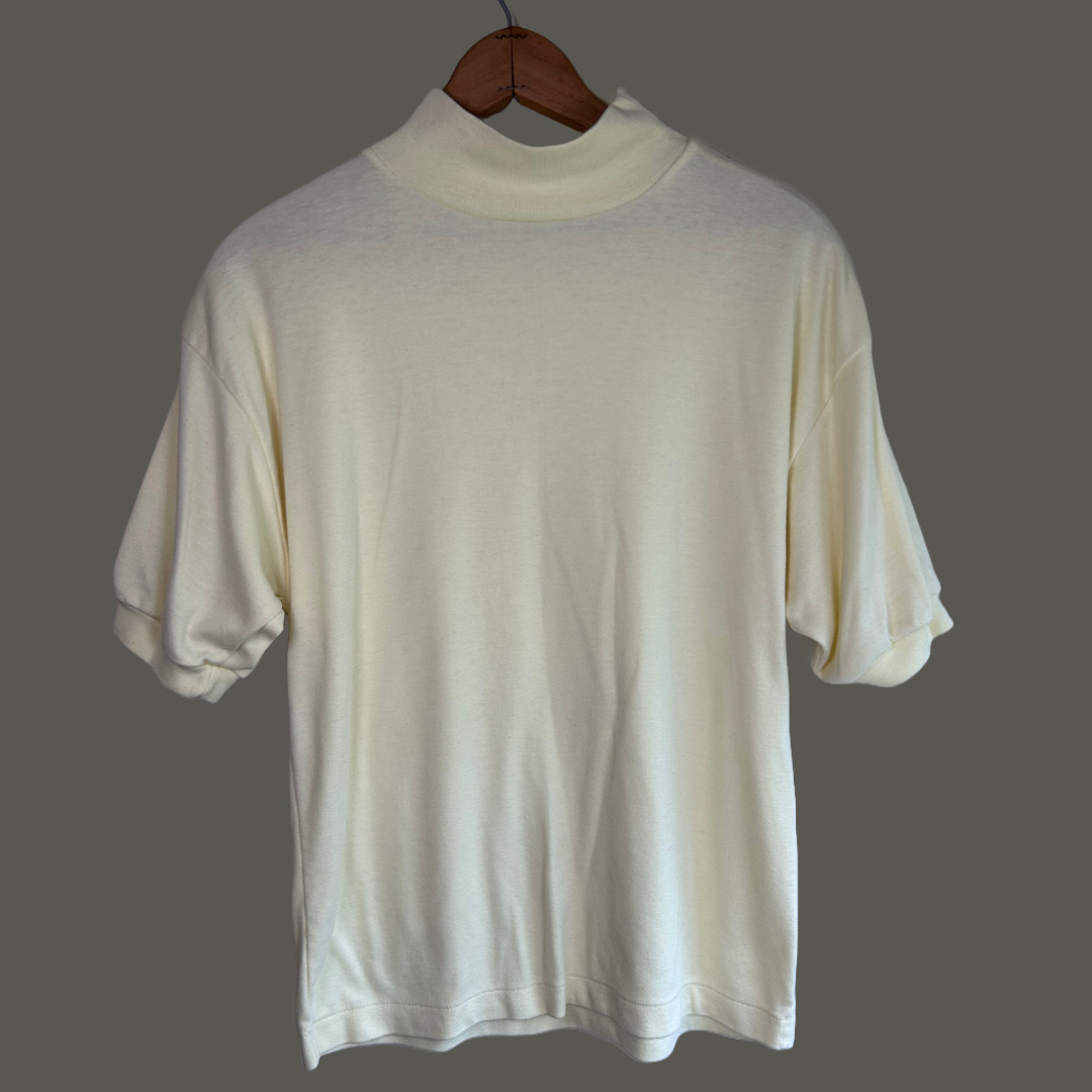 Vintage 1980s Allison Smith Mock Neck Short Sleeve Shirt