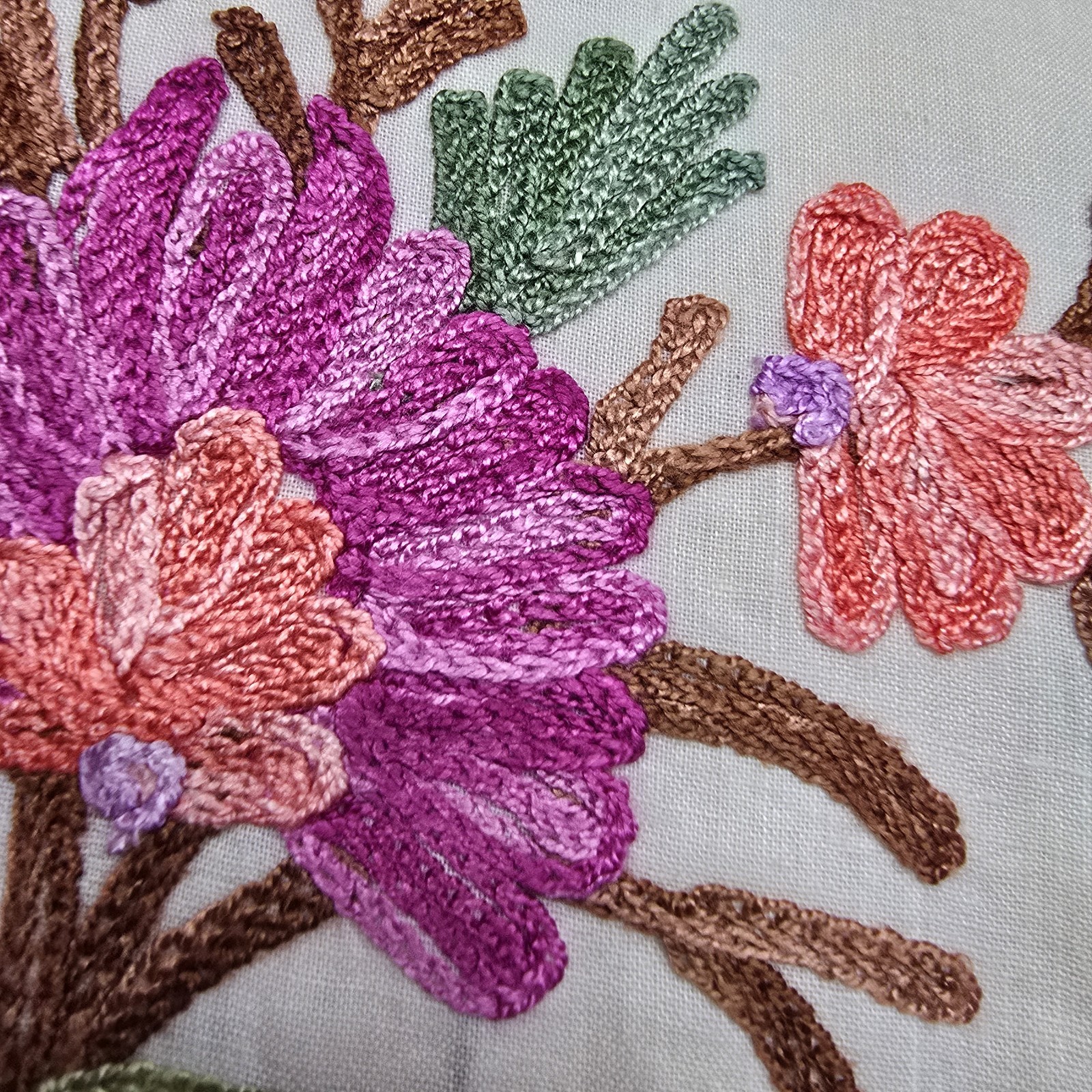 Embroidered Floral Multi-Colored Kaftan Pull-over Dress India Made Cotton 56 NWT