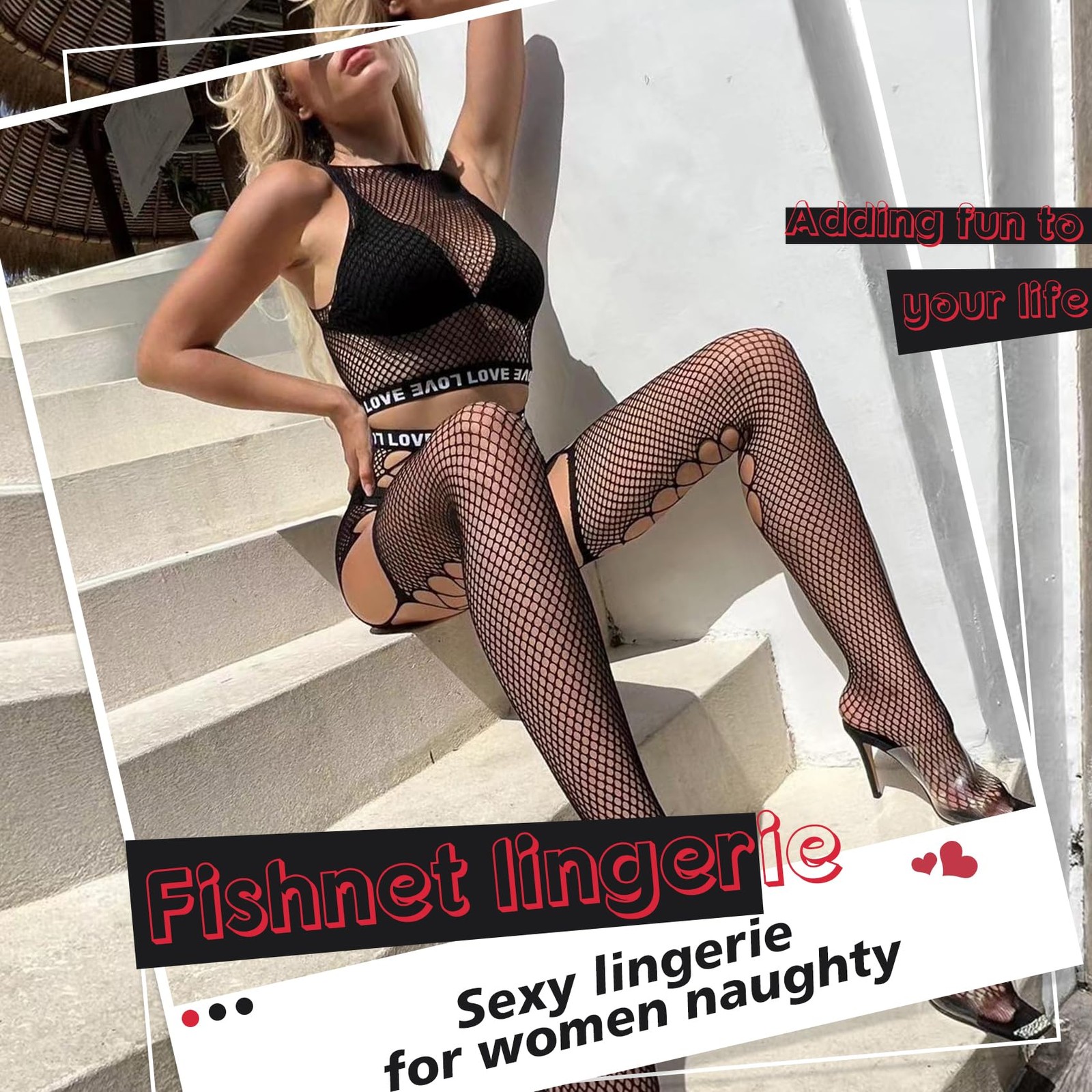 Famstar Sexy Lingerie for Women Naughty Fishnet One Size, Black Bodysuit7