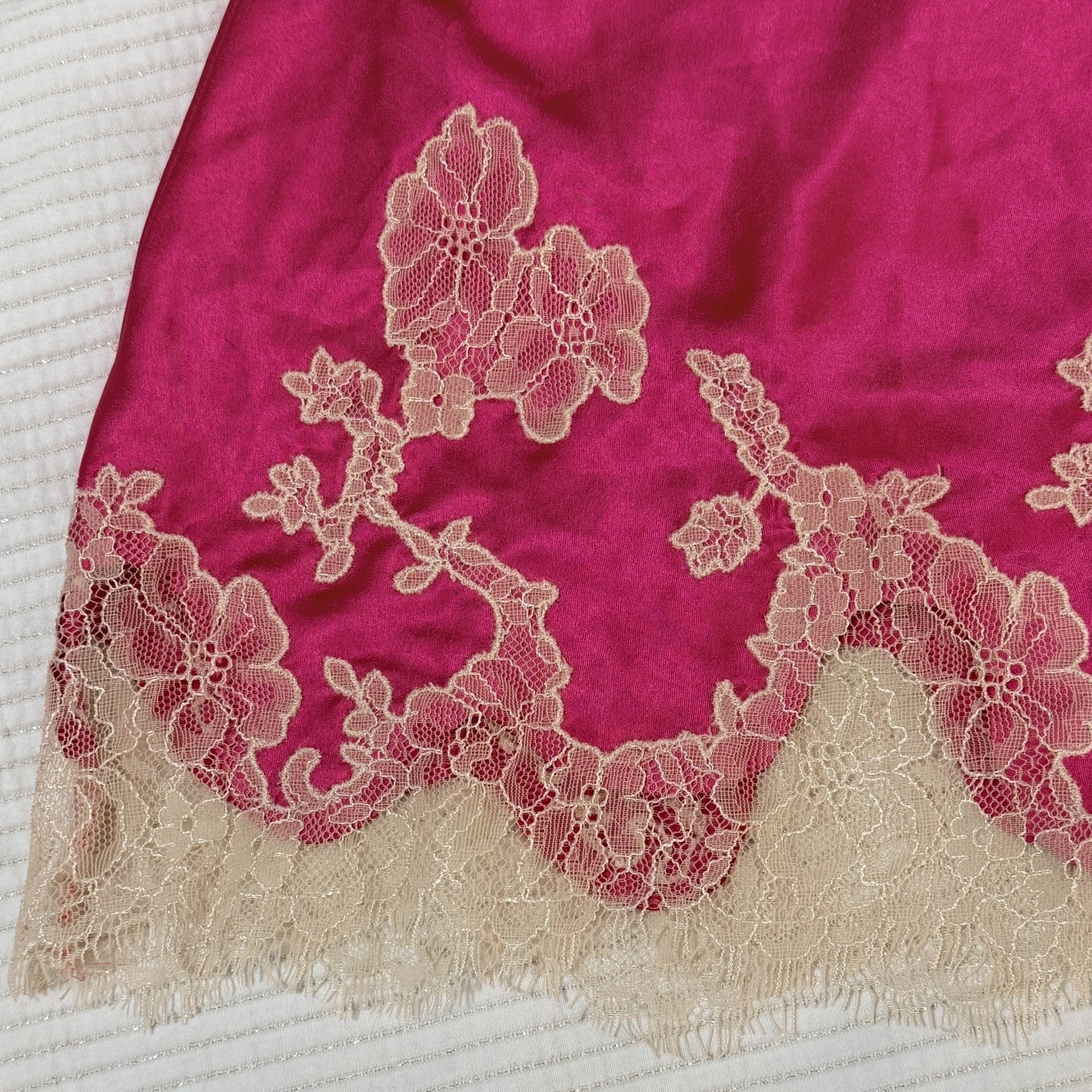 Y2K Victoria’s Secret Satin Slip Dress Pink Lace Chemise M Dainty Fairy