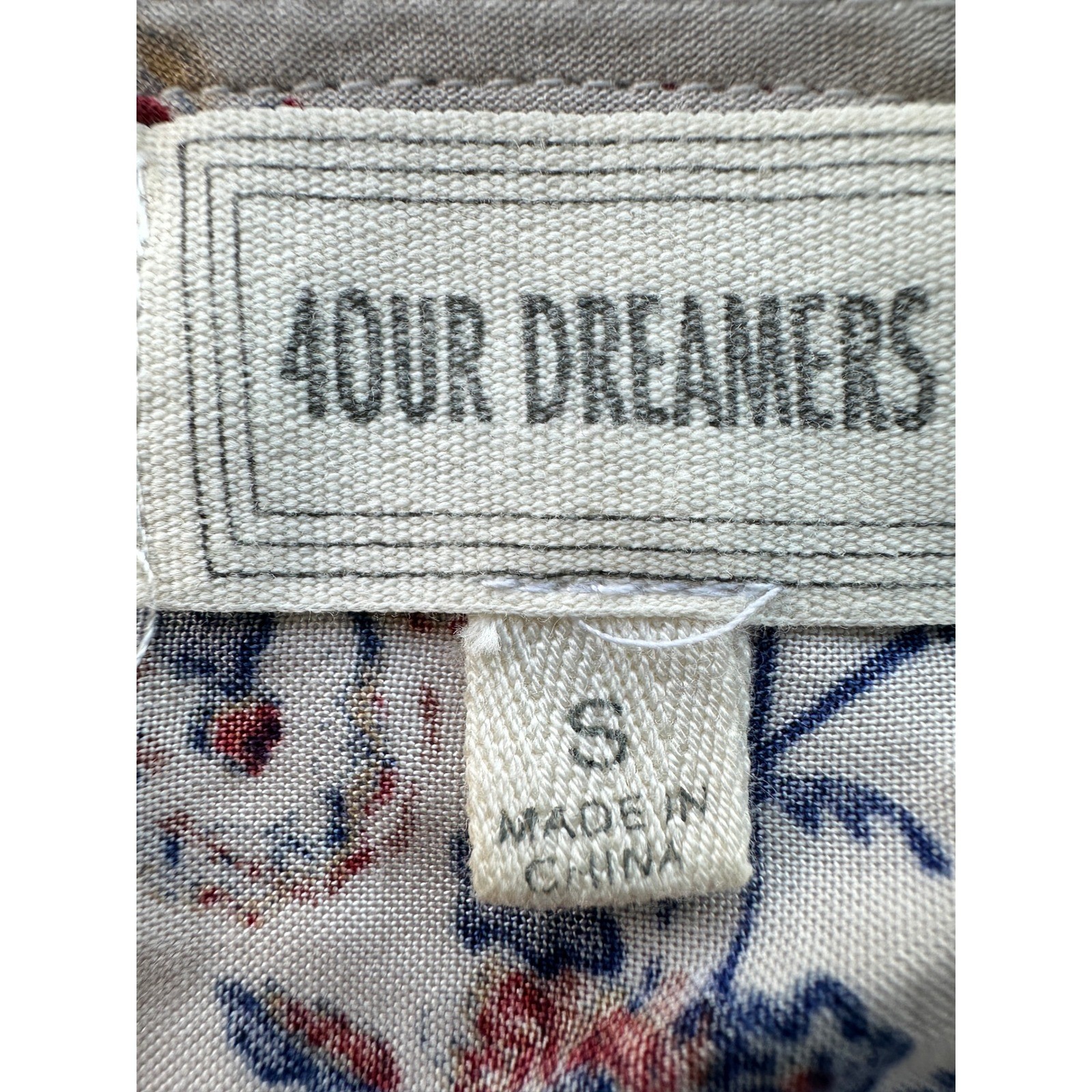 4our Dreamers Cream Floral Boho Peasant Top Romantic Prairie Cottagecore Small