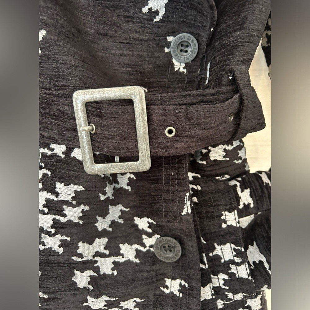Desigual Vintage Oversized Houndstooth Full Collar Coat luxury modern classic