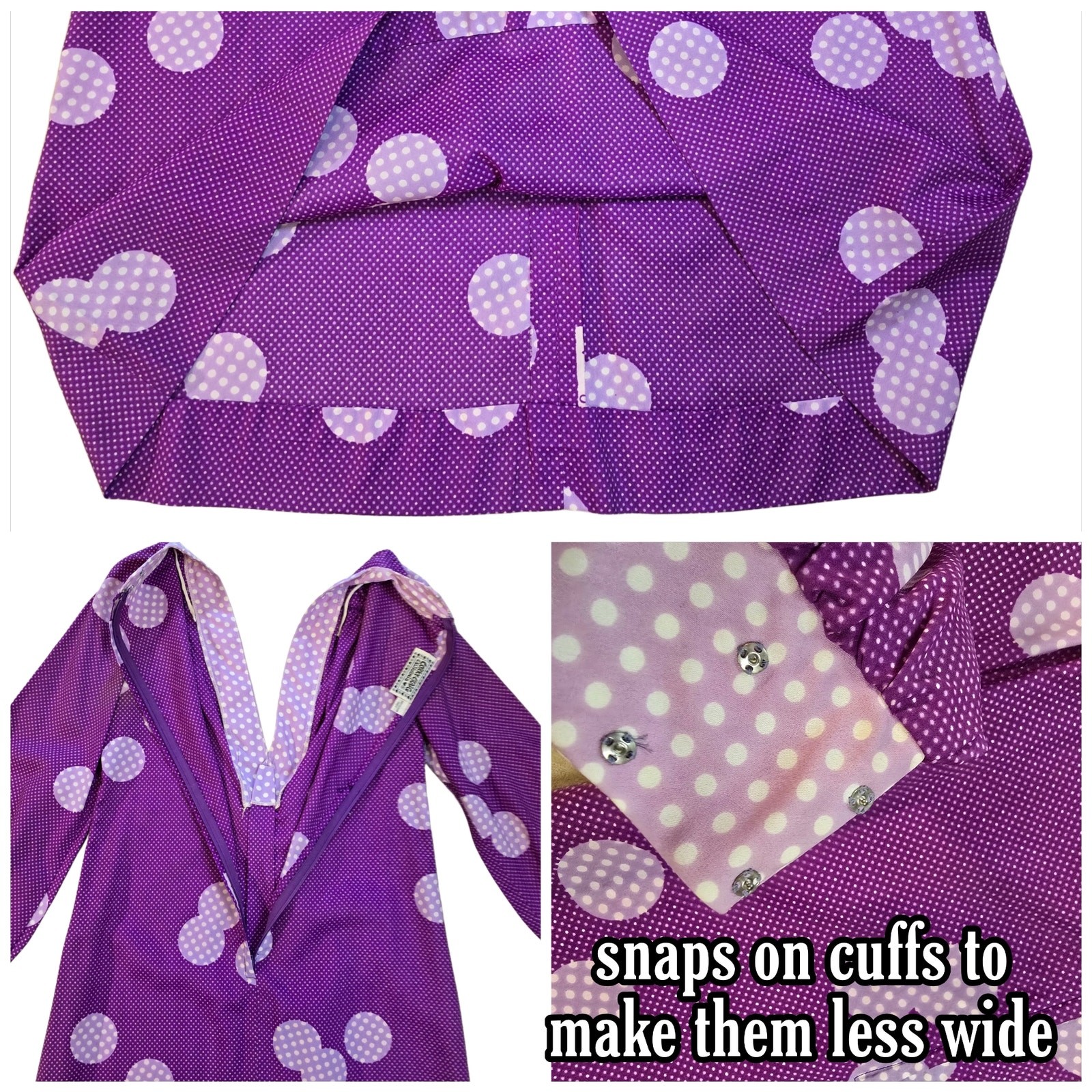 1970s Corky Craig California Purple Polka Dot Maxi Dress VTG Boho Disco Size S