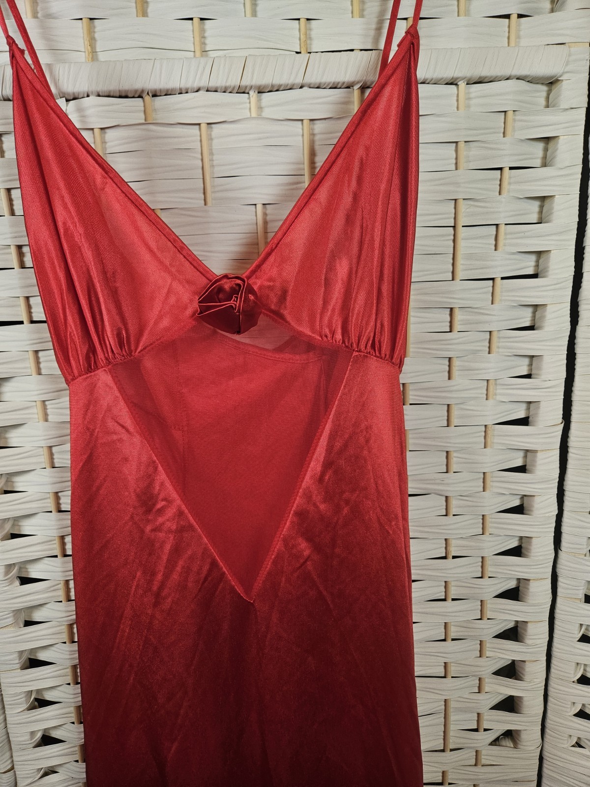 Vintage Jenelle of Hollywood L Red Nightgown Lingerie Classic Romance Glamour