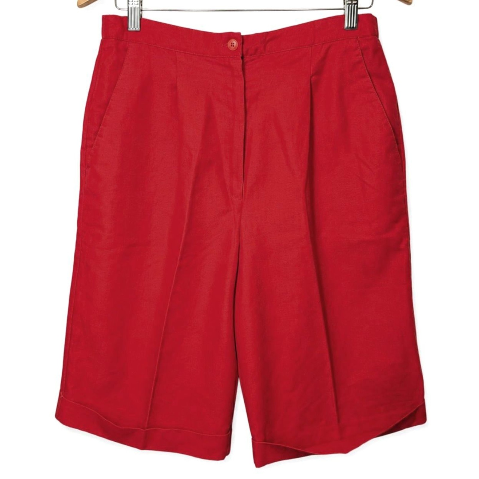 Vintage Donnkenny Red High-Waisted Bermuda Shorts 12 Tailored Classic Retro