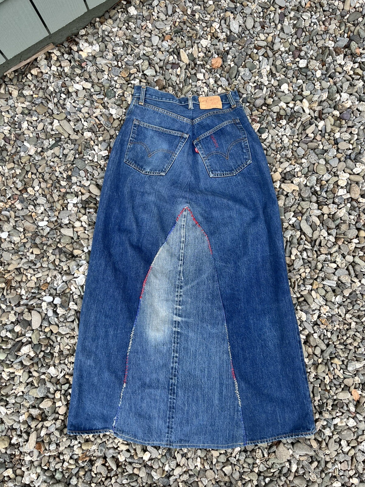 1970s Levi’s Maxi Skirt Redline Selvedge Denim DIY Single Stitch Vintage