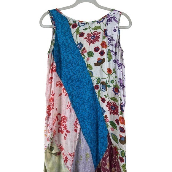 Sacred Threads Vintage Patchwork Rayon Dress Boho Cottagecore Small