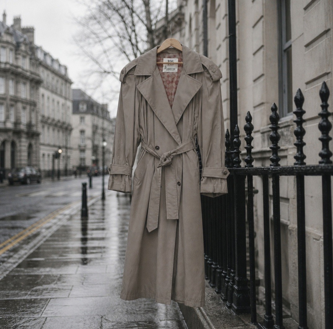 Vintage 1980’s Size 8P London Fog Trench Coat With Shoulder Epaulets