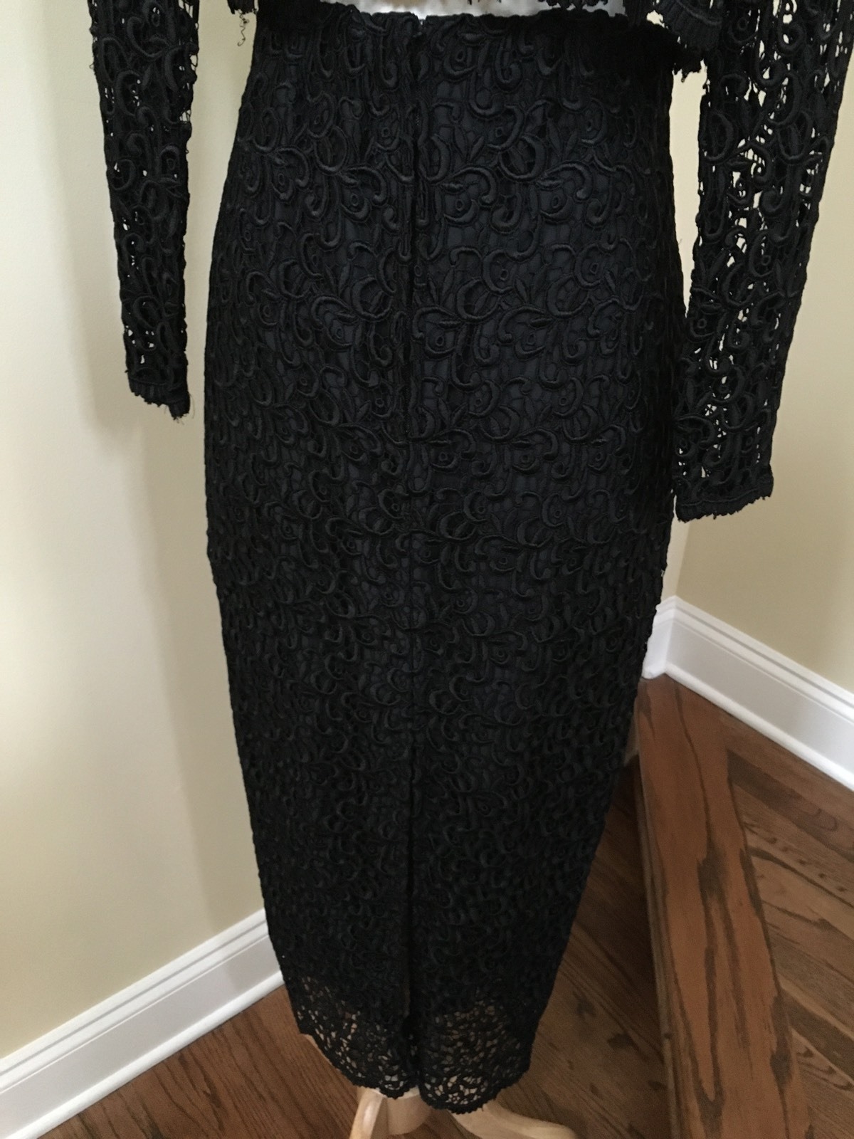 Vintage Chase Holland Two Piece Dress Bolero Black Lace Skirt Size Small