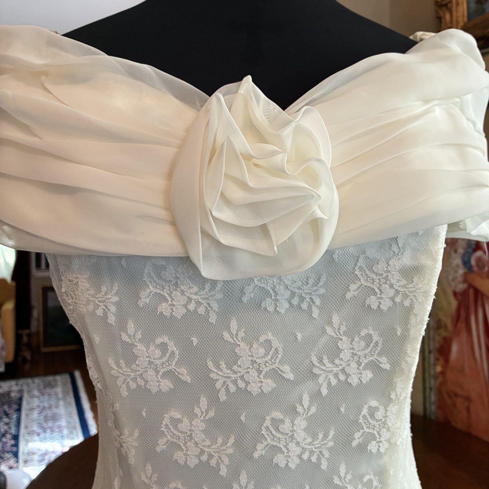 Vintage Scott McClintock Formal Wedding Dress Off Shoulder Lace Sz 12