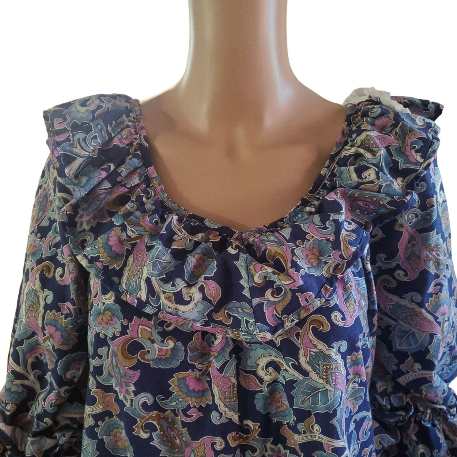 Vintage POMARE Hawaiian Floral Cotton Dress Tag 14 (fits 10) Boho Prairie USA
