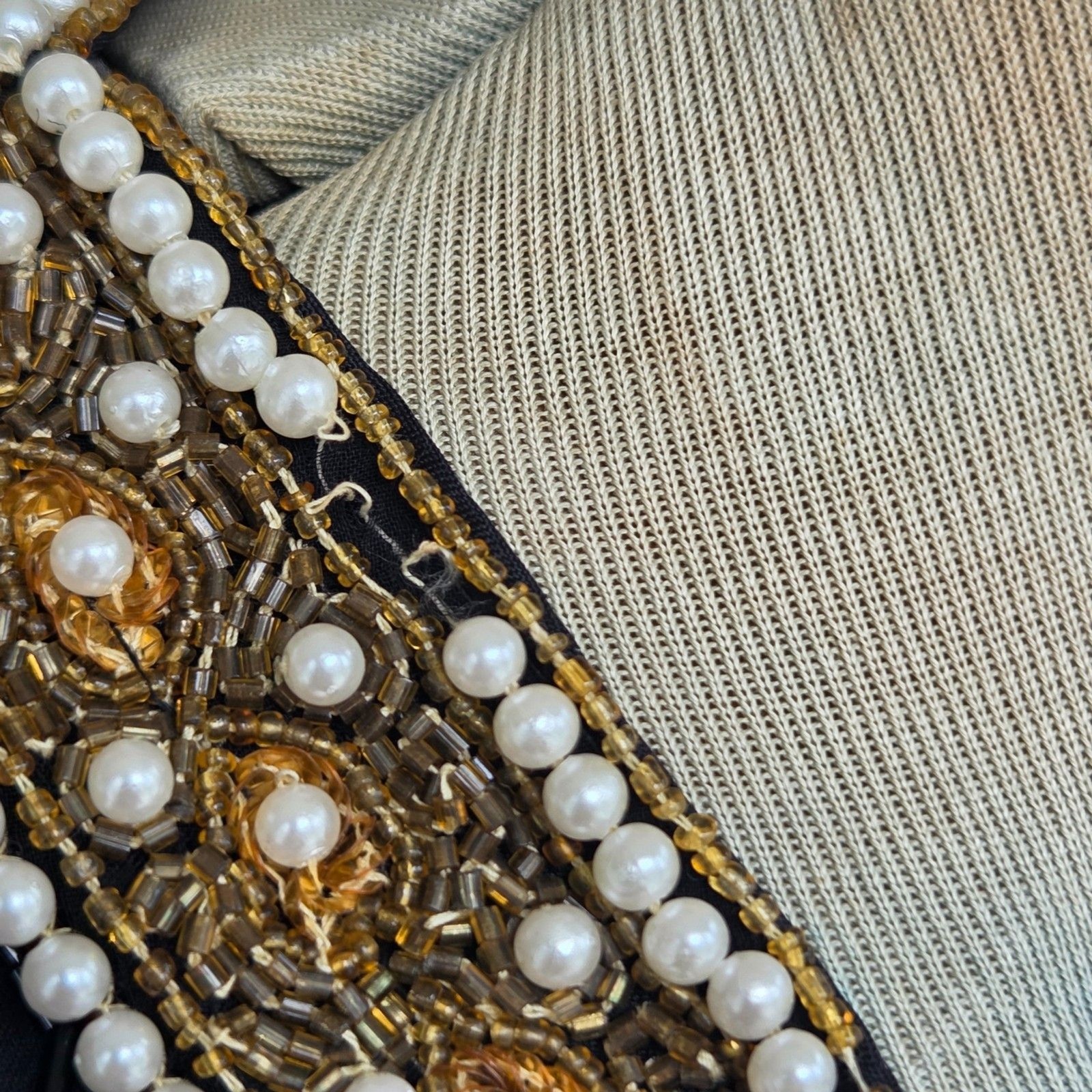 NWT Vintage 80s Laurence Kazar Vintage Top, Beaded With Pearls Silk Size Medium