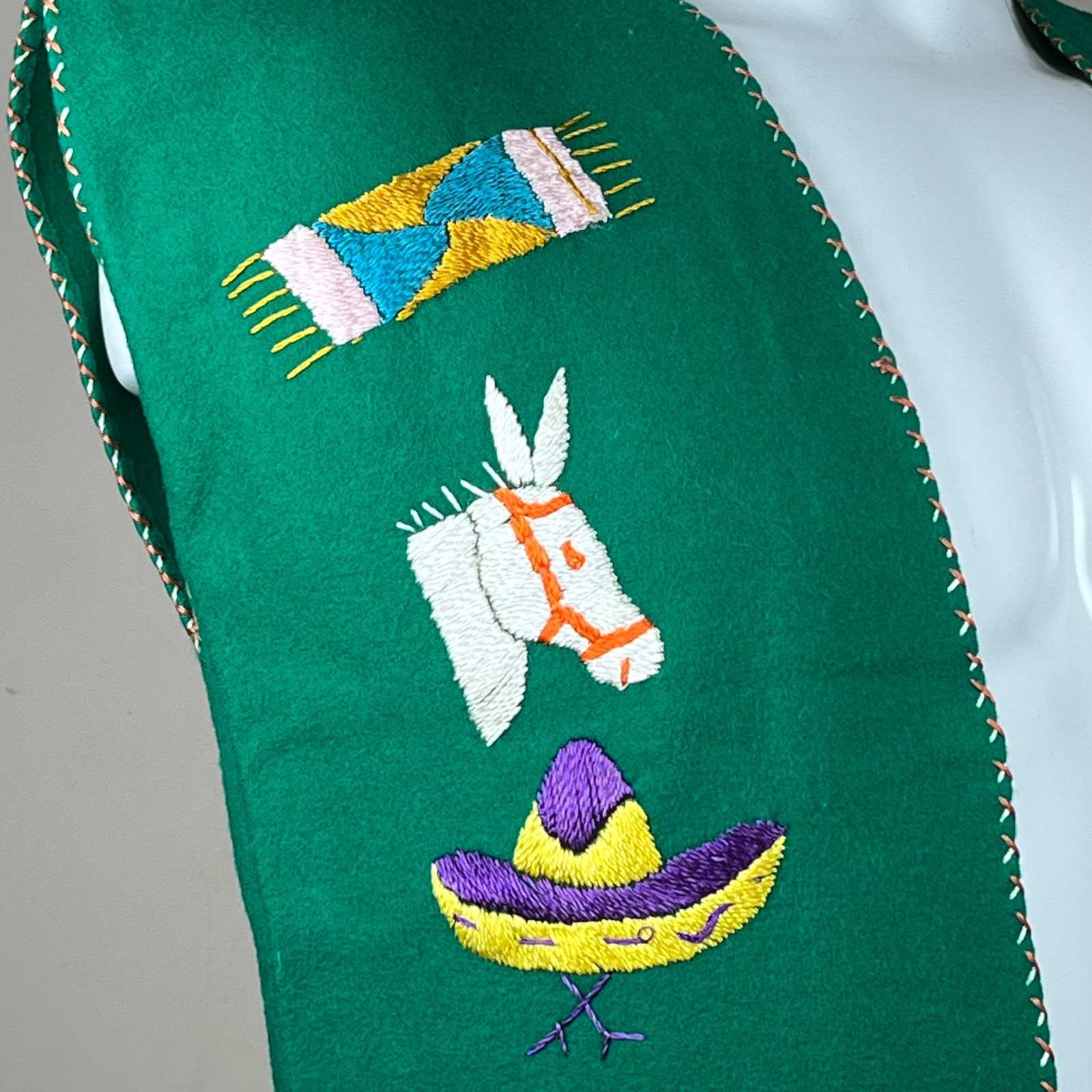 Vintage 1940’s Mexican Embroidered Wool Vest Medium Sombrero Donkey