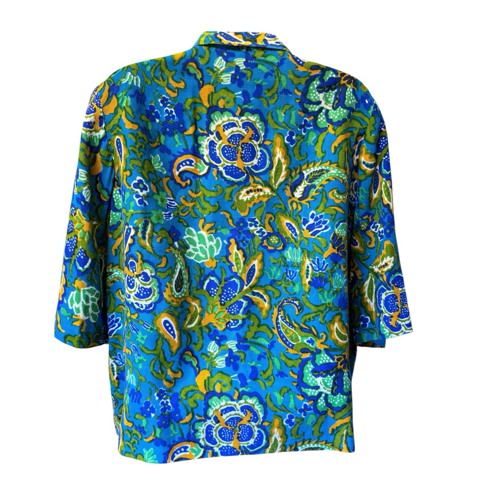 Vintage 1970s Paisley Blouse Top L Mod Psychedelic Hippie Boho Camp Festival￼