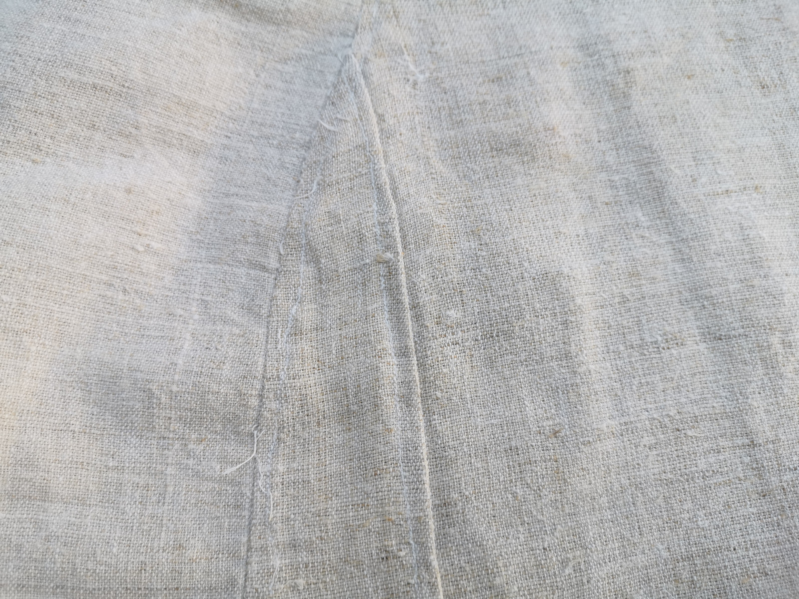 OLD PRIMITIVE WOMENs LONG WHITE SHIRT HOMESPUN FABRIC HEMP CLOTH