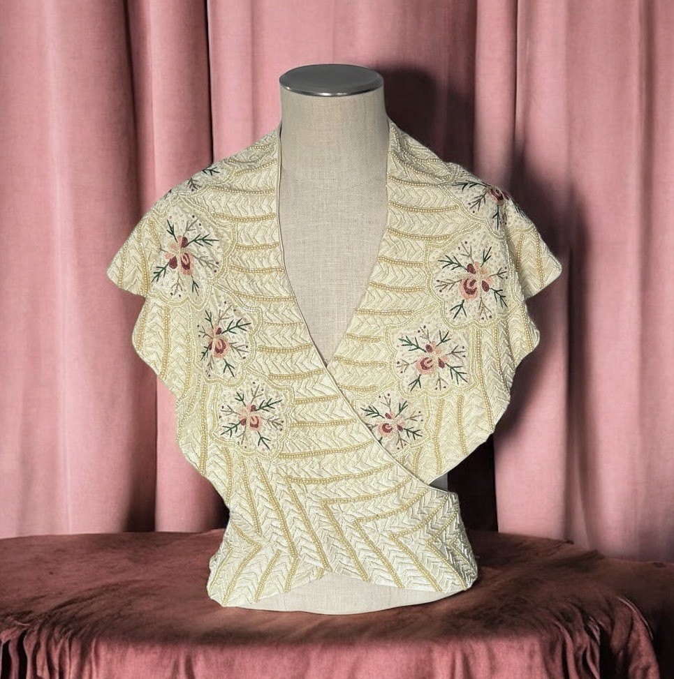 Rare WAYNE M KLESKI Artist Beaded Sash Top Wrap Embroidered Beaded Art
