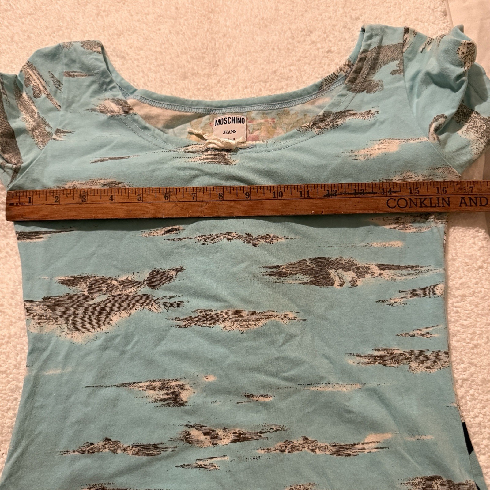RARE Vintage Y2K Moschino Jeans „Cloud and Tree” Women’s Tee Size IT 48 US 10