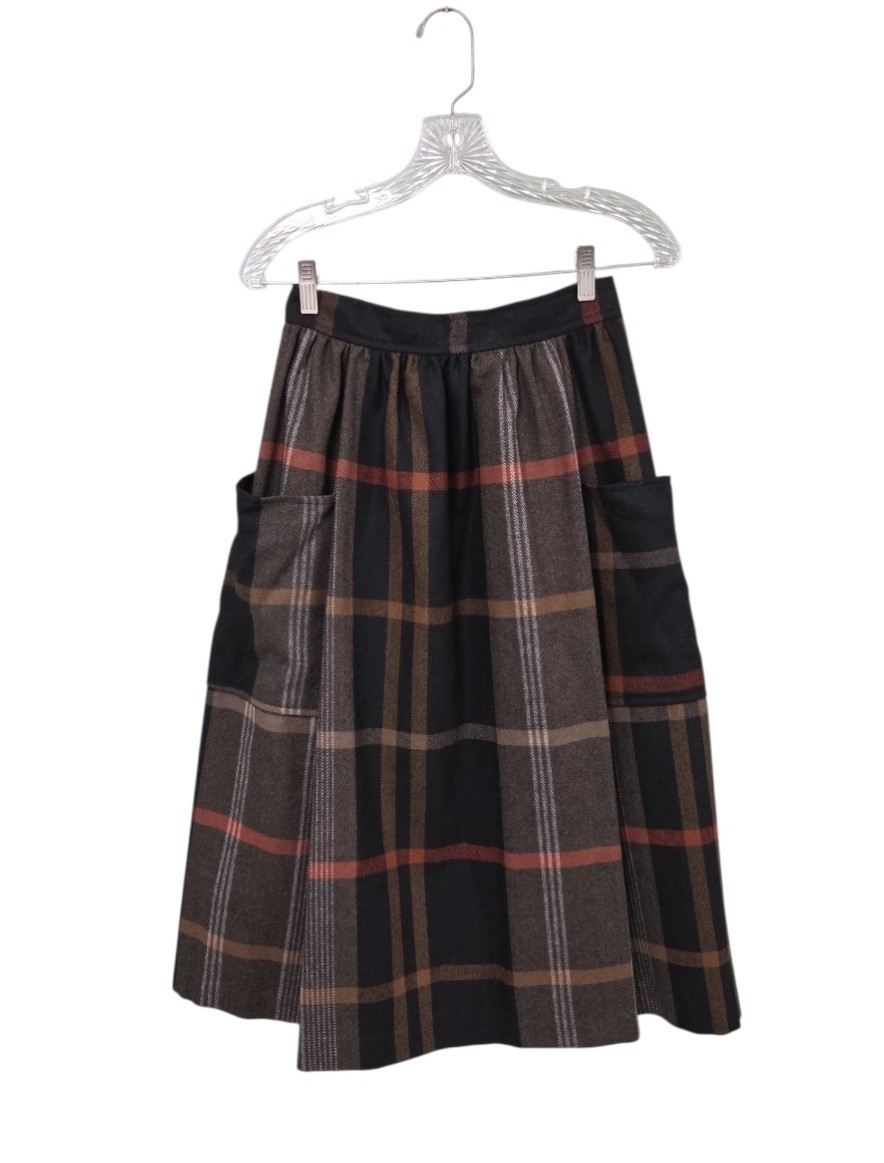 Vintage Jerri Allen Wool Skirt Deep Front Pockets Size 25 Farmhouse Cottagecore