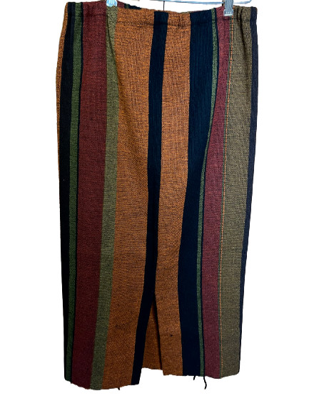 Alice Kagawa Santa Fe NM Skirt Parrott Fabrics Handwoven Wool Striped Vintage