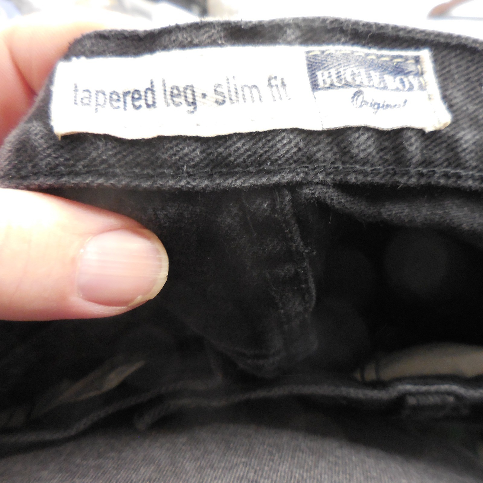 Vintage Bugle Boy Black High Waisted Tapered Leg Slim Fit Jeans 10R Cotton 90s