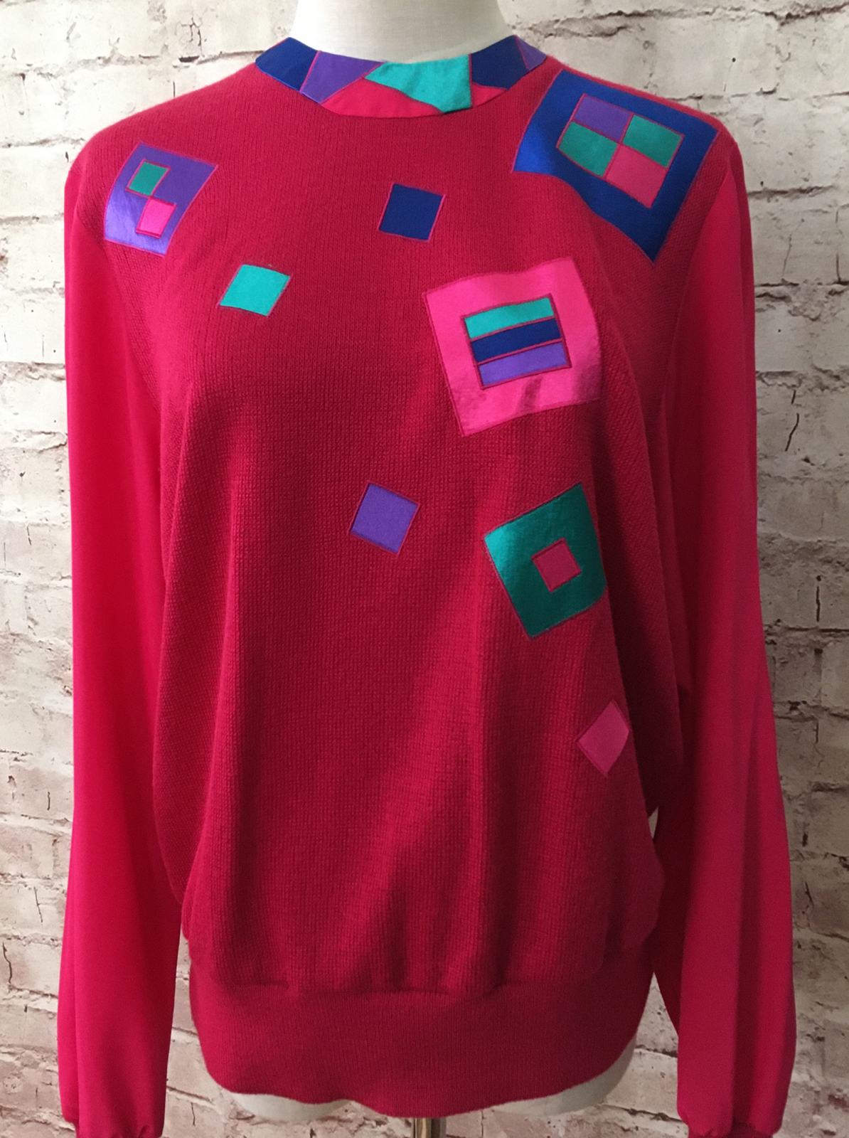 Philippe Marques Vintage Long Sleeve Sweater Blouse Size 10 Pink