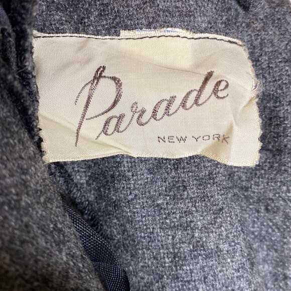 Vintage 1950’s Parade New York gray wool dress 28” Waist