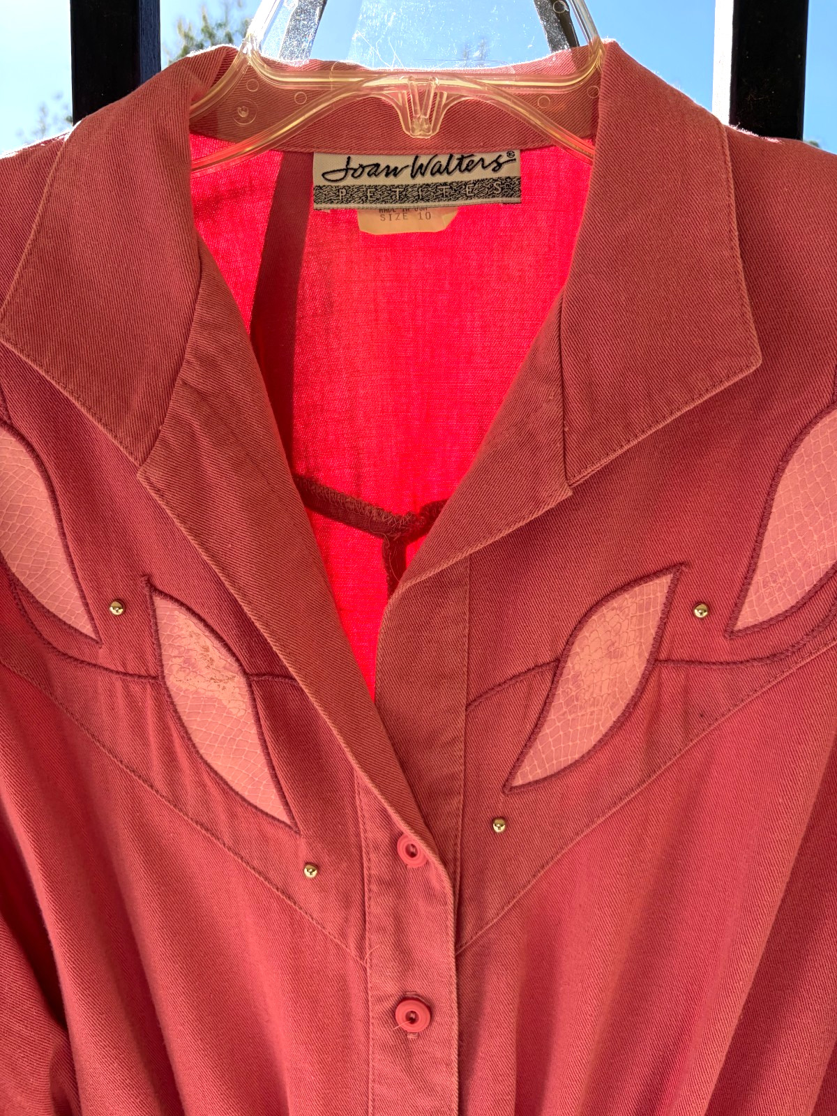 Vintage 1990s JOAN WALTERS Petite Salmon Pink Pleather Inlay Jumpsuit XS/S /166
