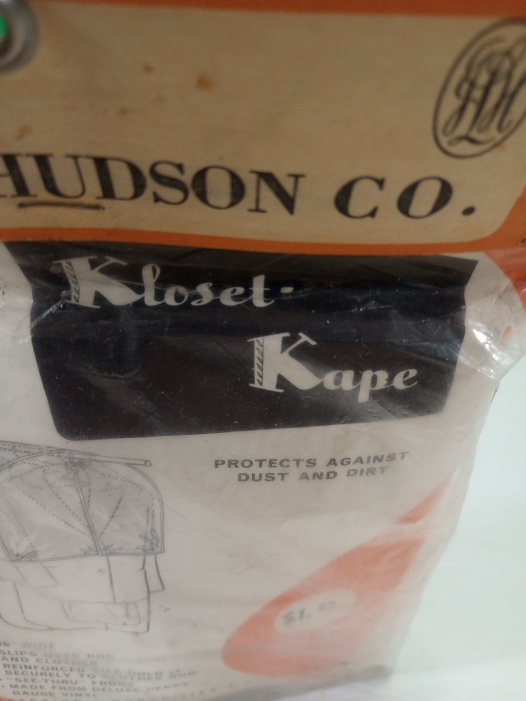 Vintage The JL Hudson Company Kloset Kape New Old Stock Protects Against Dust