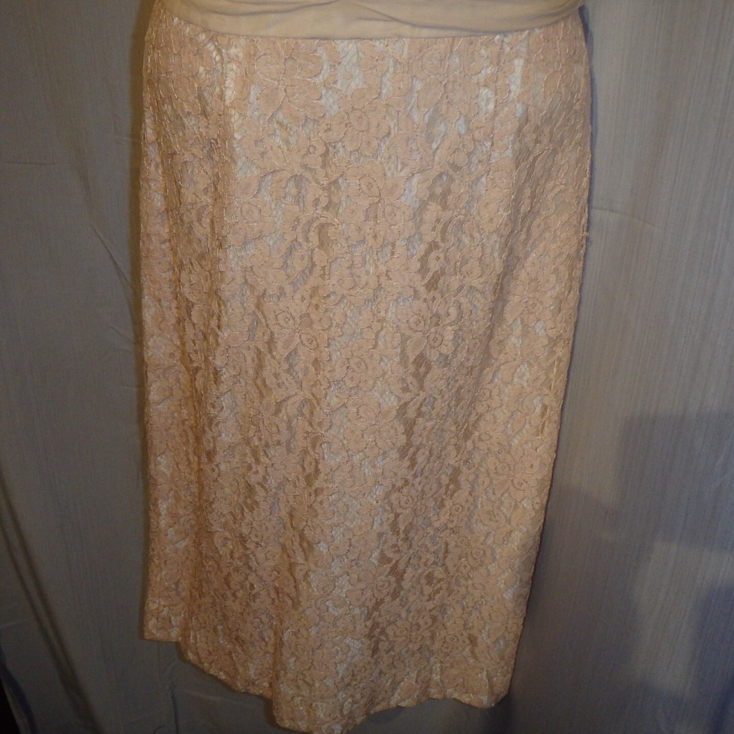 Vtg 60s Ivory Lace Cocktail wiggle dress gown Norman Original Sz small 8