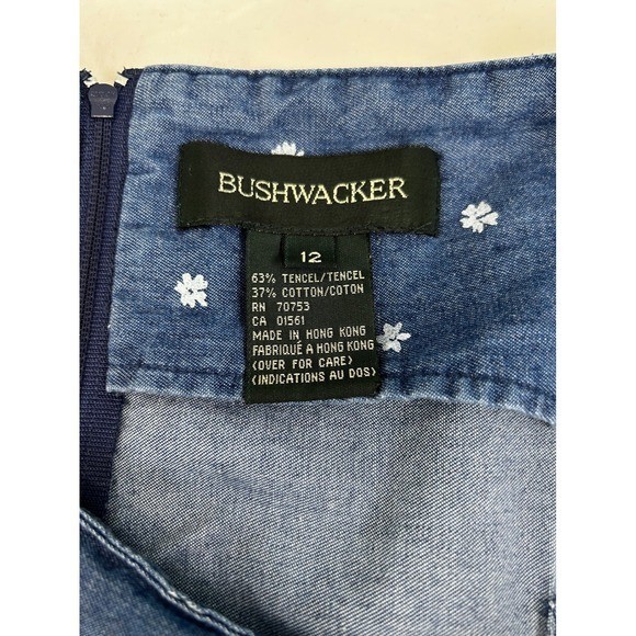 Bushwacker Vintage Blue Floral Tencel Cotton Sheath Dress Size 12 Sleeveless