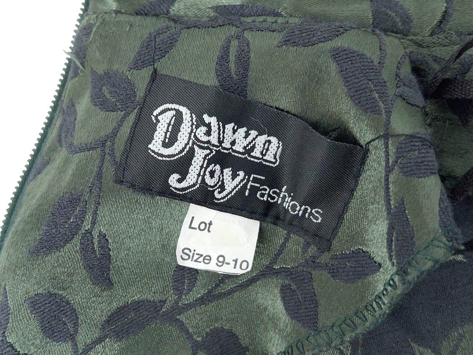 Vintage 90s Dawn Joy Green Cheongsam Maxi Dress Satin Floral Goth Grunge 9/10