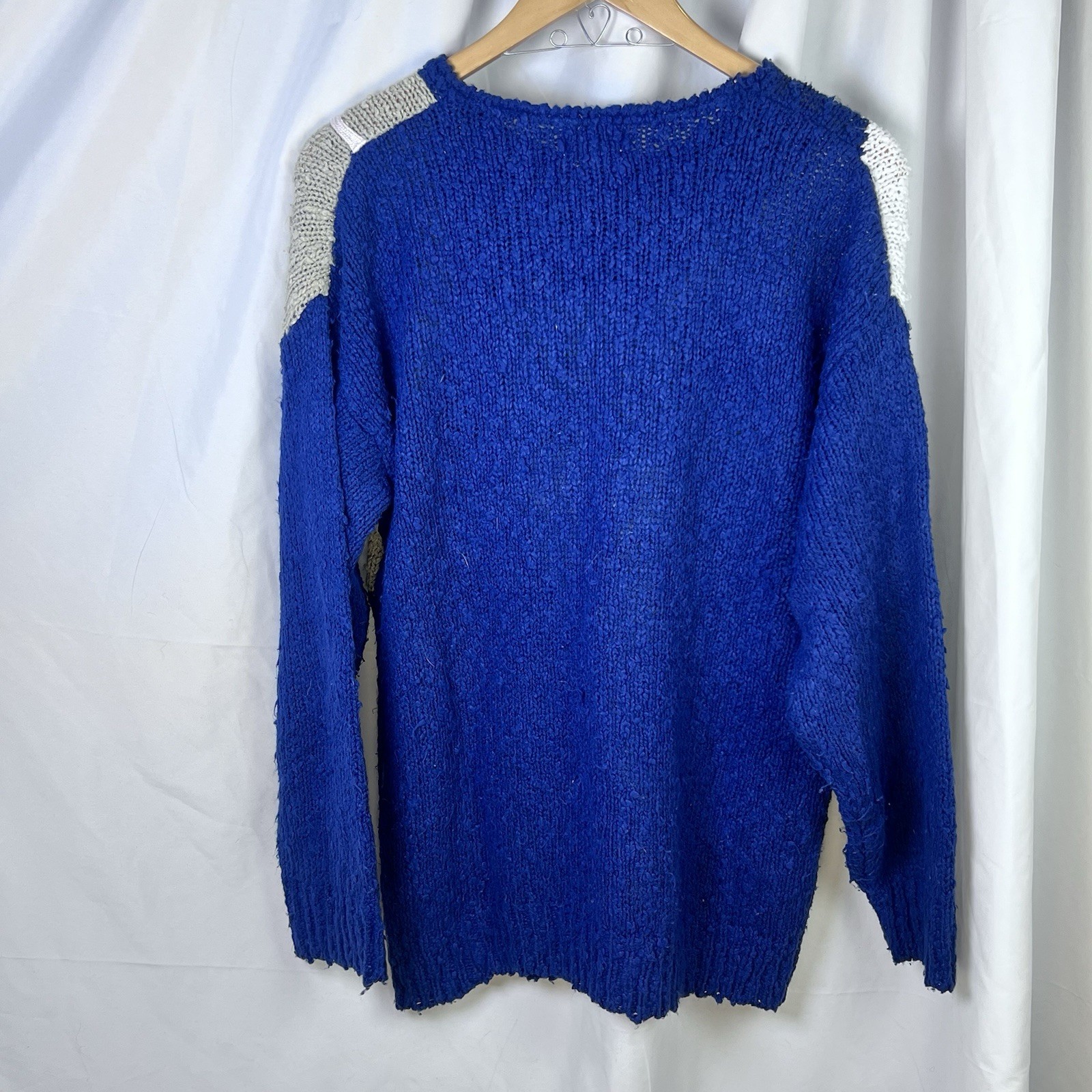 Vintage 80s IJW Mervyns Abstract Navy Creaam Knit Sweater Size Small