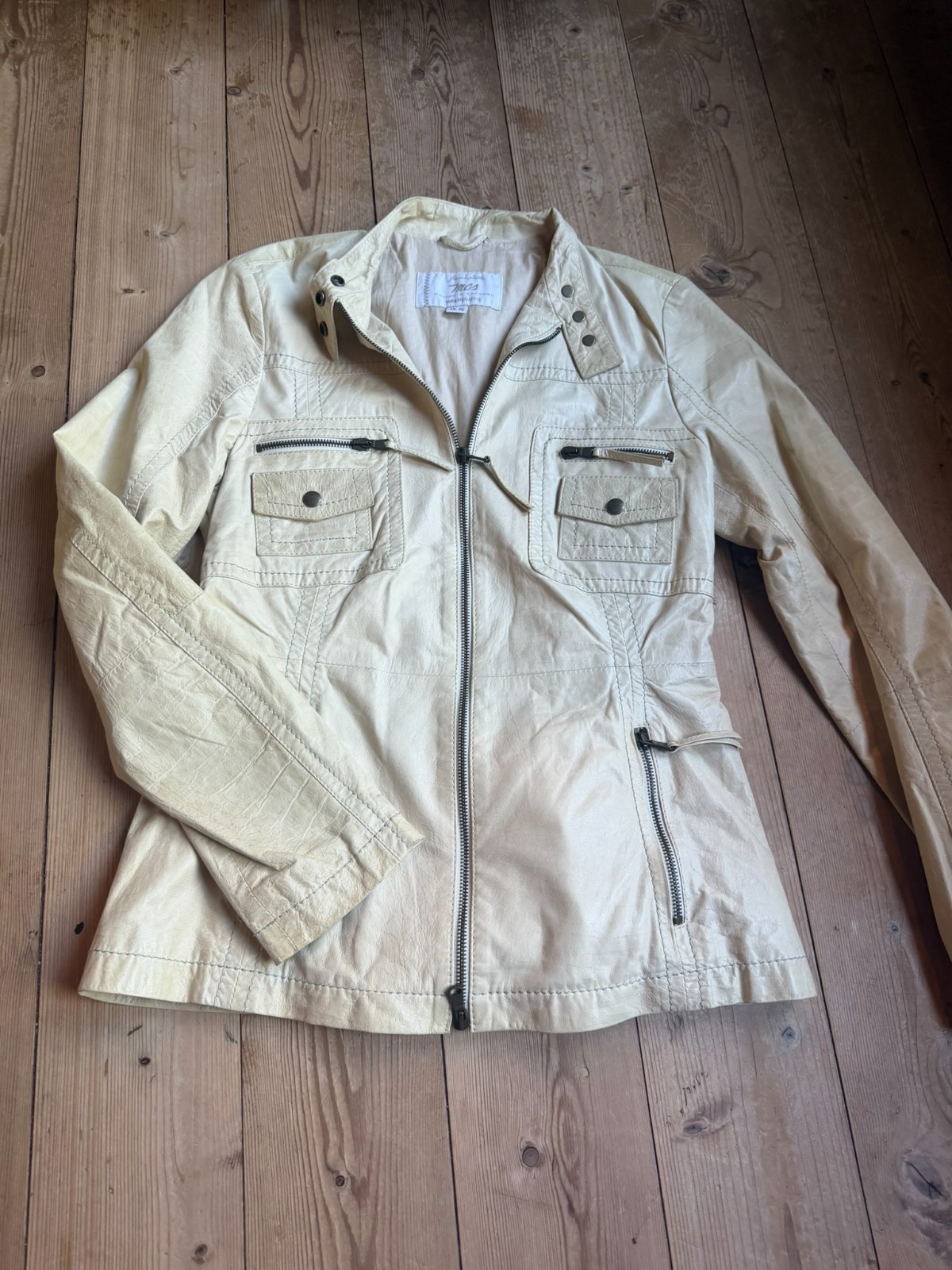MCS Marlboro Classics Lambskin Leather Jacket 36 38 Vintage Y2K Italian Utility