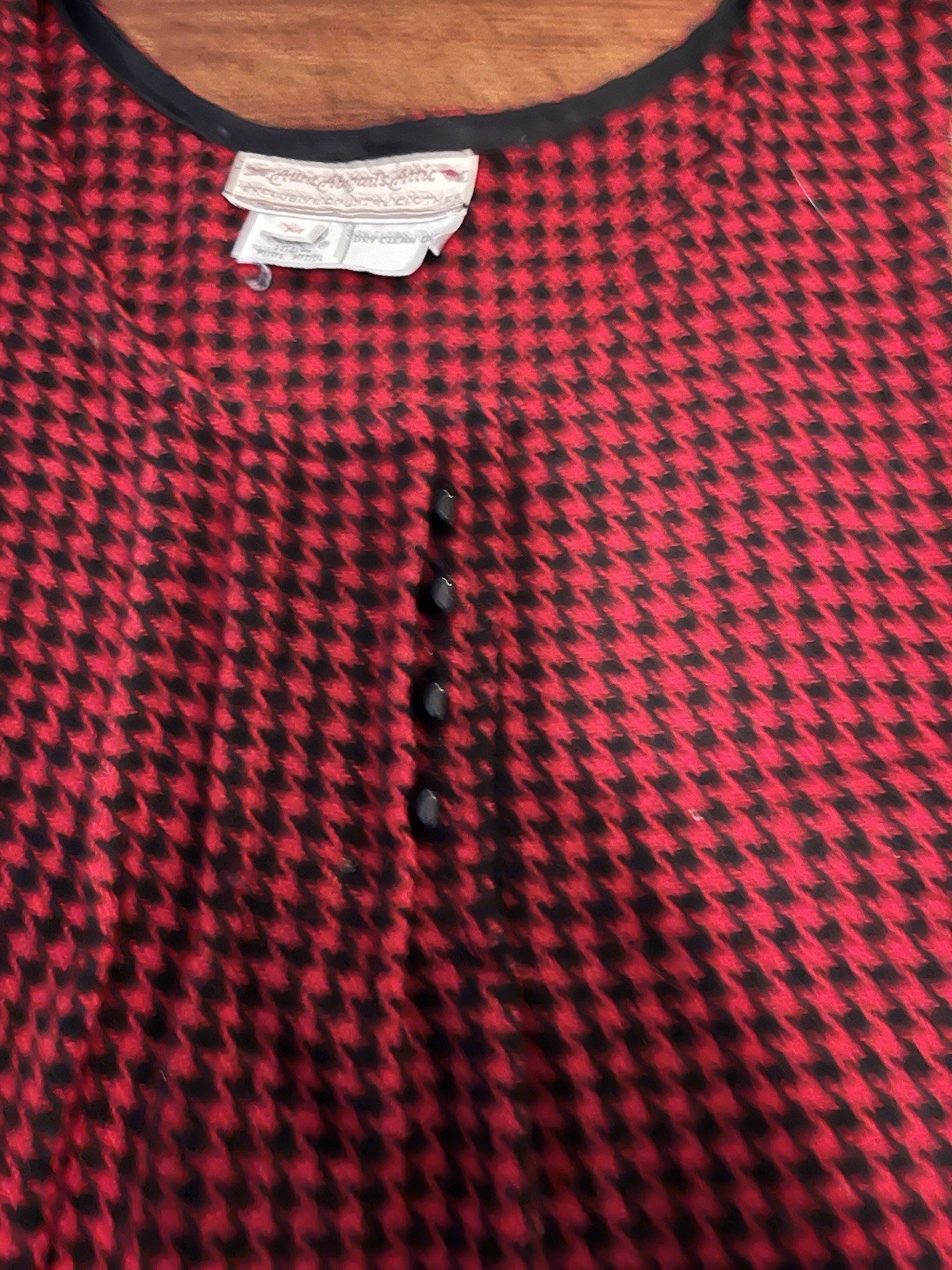 Vintage Aunt Abigail’s Attic 100% Wool Houndstooth Checked Dress, Medium,