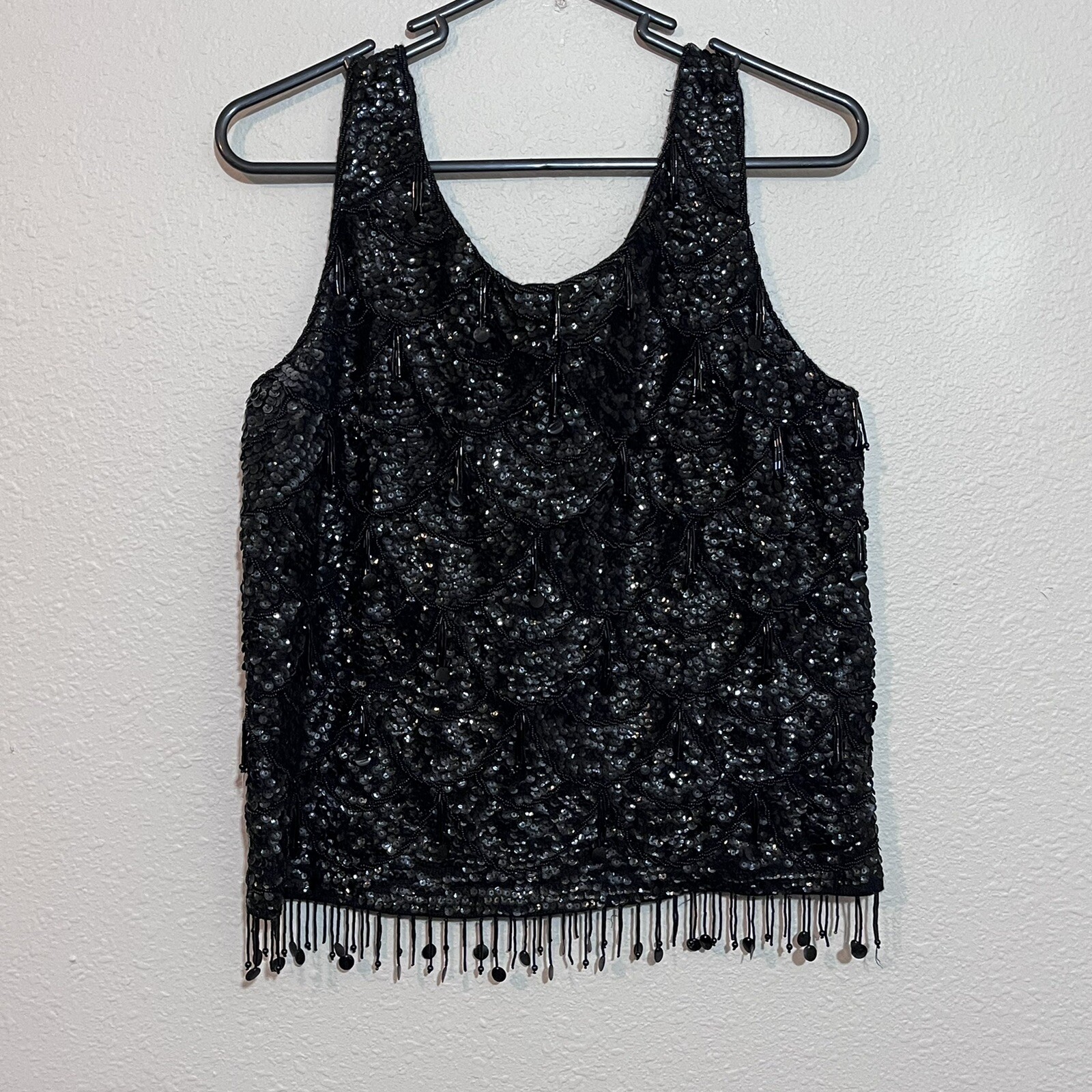 Vintage Imperial Imports Top Hong Kong British Crown Womens S Wool Sequin Bead