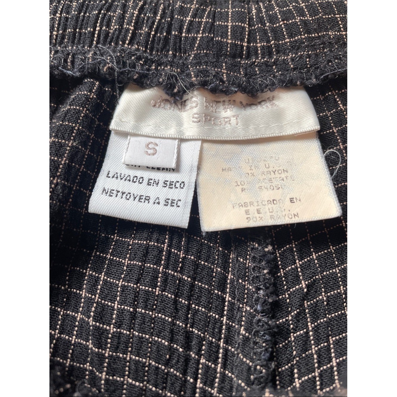Vintage Jones NY Black & White Checked Button-Up Matching Set Elastic Waist Pant