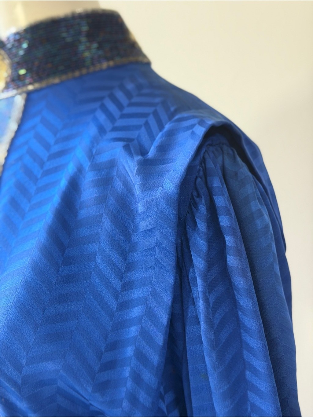 Vintage Lillie Rubin Royal Blue rLong Sleeve Belted Midi Dress