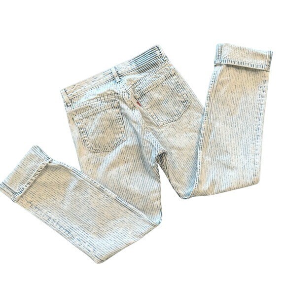 Levis 501 Vintage 80s 29×34 Striped Ghost Wash High Waisted USA