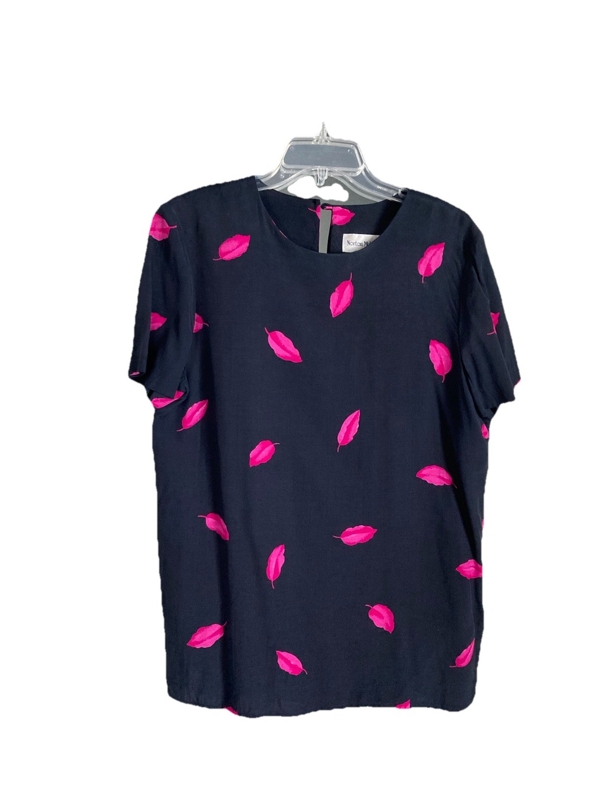 VTG Norton McNaughton Women’s Size 6 Floral Blouse Black & Fuschia Good Cond.